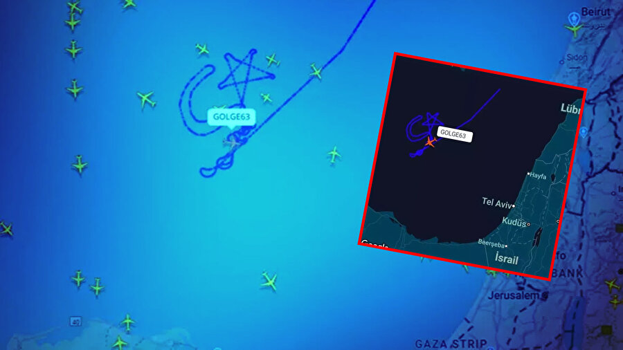 AKINCI'DAN Gazze'ye "Ay yıldızlı" mesaj: Gökyüzünde dev Türk bayrağı çizdi