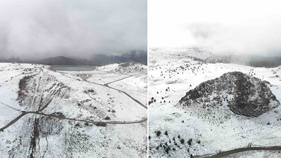 Kartalkaya’ya sezonun ilk karı düştü: Bölge beyaza büründü
