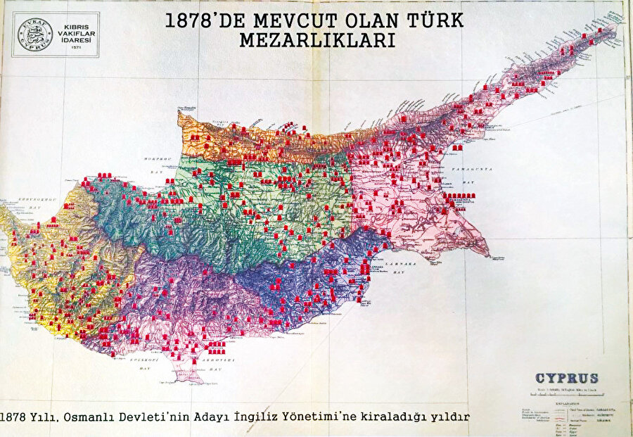 Kıbrıs gerçeğinde mülklerin %19’unun Kıbrıs Türklerine, %26’sının Rumların üzerine, geri kalanının ise Osmanlı Vakıf malı olduğu kayıtlara geçmiştir. Kıbrıs’ta 1878 yılındaki vakıf çiftlikleri, camii ve mezarlıklardan da anlaşılacağı üzere yüzyıllardır Ada’da yerleşik olan Türkler vardır.