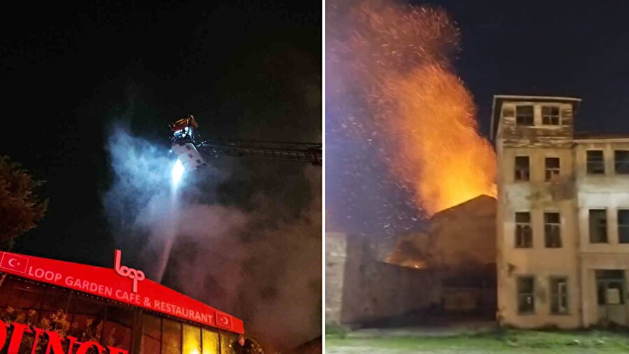 Fatih'te korku dolu anlar: Metruk bina alev alev yandı