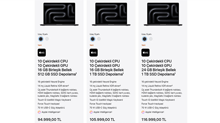 M5 MacBook Pro Türkiye ön sipariş fiyatı