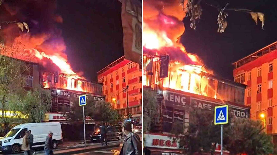 Gece yarısı korkutan yangın: Sultangazi’de üç katlı kafe alev alev yandı