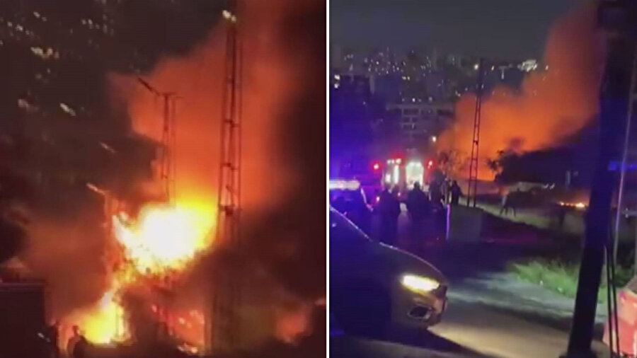 Küçükçekmece'de halı yıkama atölyesinde yangın.