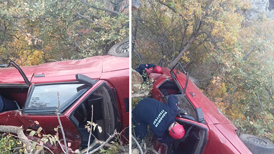 Karaman'da otomobil şarampole yuvarlandı: Üç yaralı
