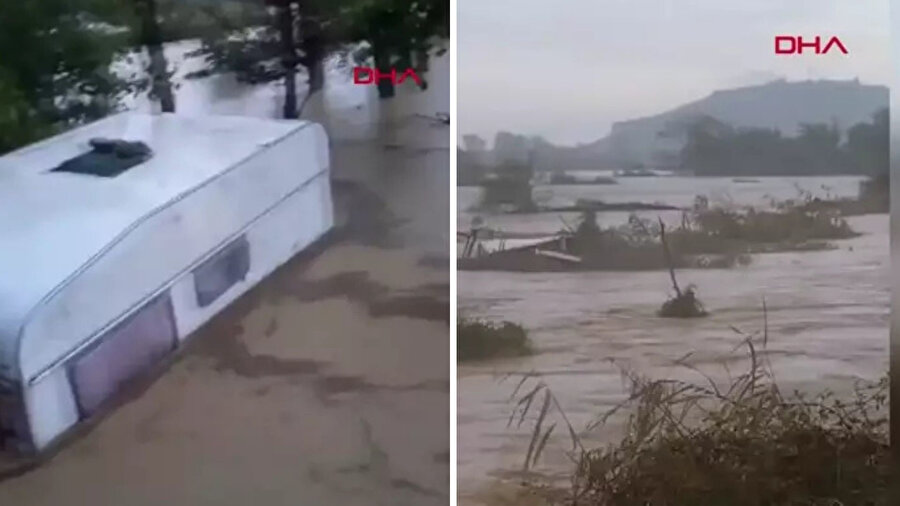 Gökçeada'da sağanak sele döndü