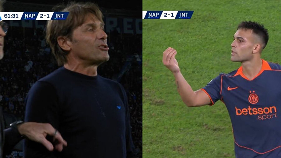 Napoli - Inter maçında ortalık karıştı: Martinez'den Conte'ye olay hareket...