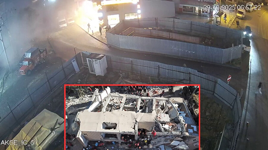7 katlı binanın çökme anı kamerada