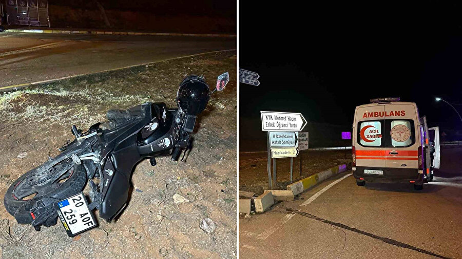 Uşak’ta otomobil ile motosiklet çarpıştı.