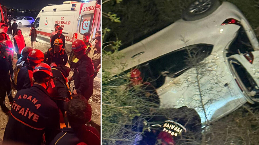 Adana'da uçuruma yuvarlanan otomobilin sürücüsü yaralandı.