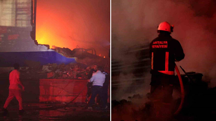 Ekipler 3 saat mücadele etti: Antalya’da paketleme fabrikası alev alev yandı
