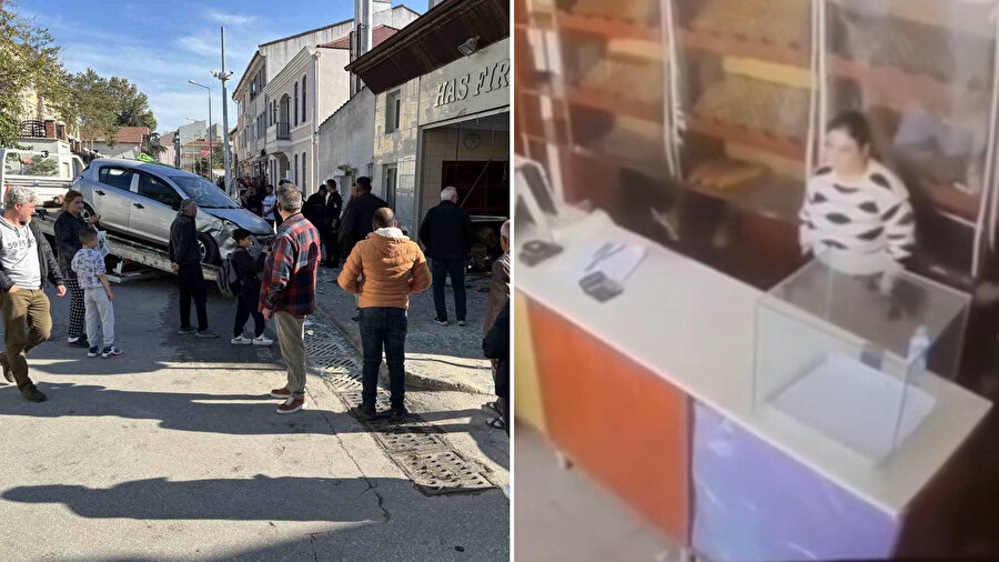 Otomobil ekmek fırınına daldı: Ortalık savaş alanına döndü... O anlar kamerada