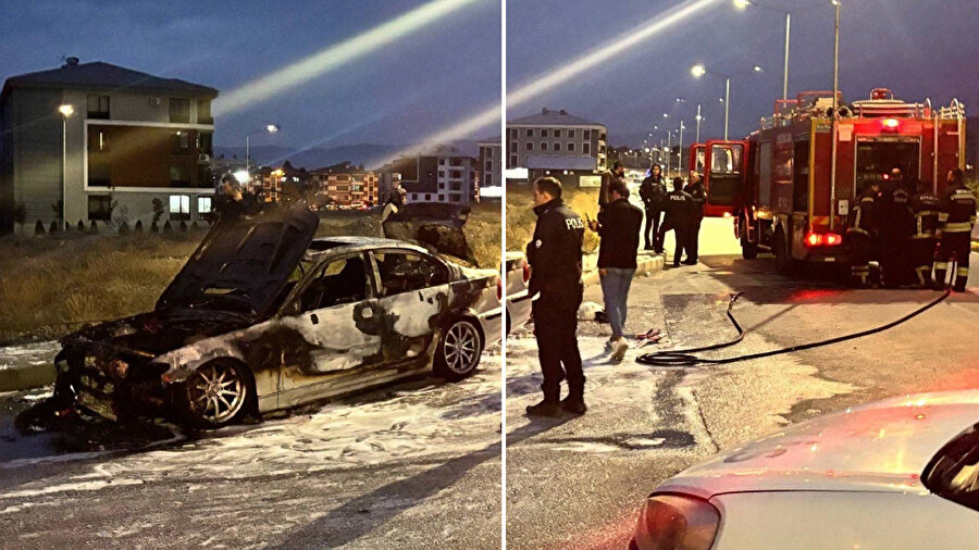 Alevler seyir halindeki otomobili sardı! Erzincan’da iki kişi ölümden döndü