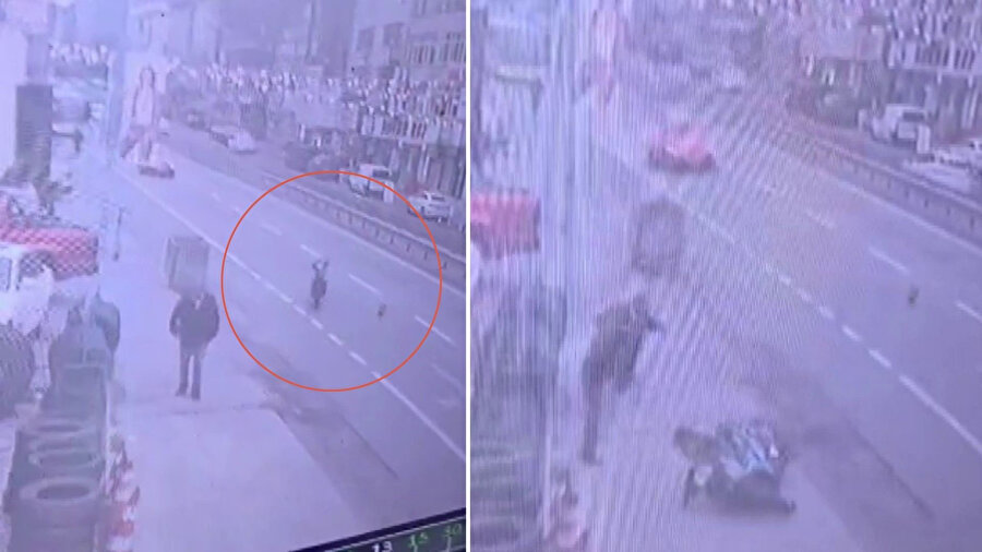 Sürücüsüz motosiklet kaldırıma çarptı