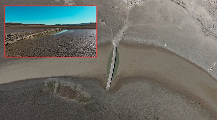 Konya'daki barajda sular çekildi: Tarihi köprü ortaya çıktı