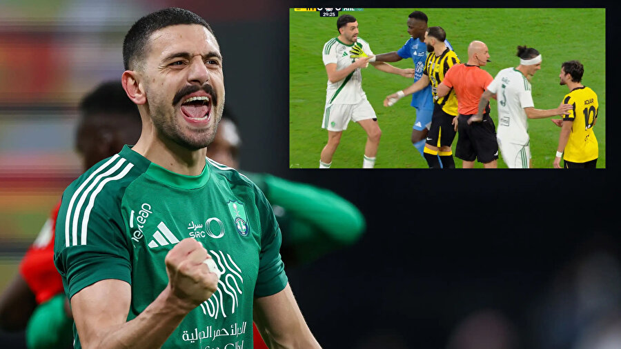 Merih Demiral ve Aouar birbirine girdi: Al İttihad - Al Ahli maçında gergin anlar...