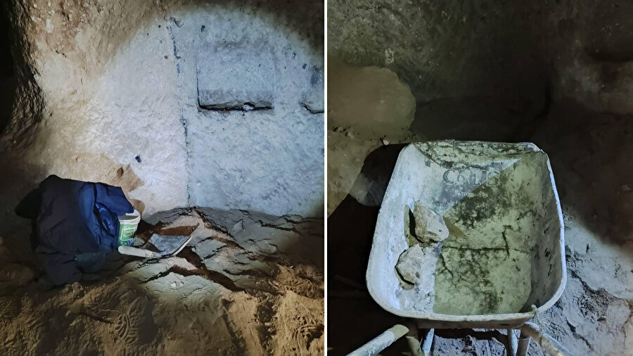 Kaçak kazı yapan 2 kişi, jandarma ekiplerince suçüstü yakalandı