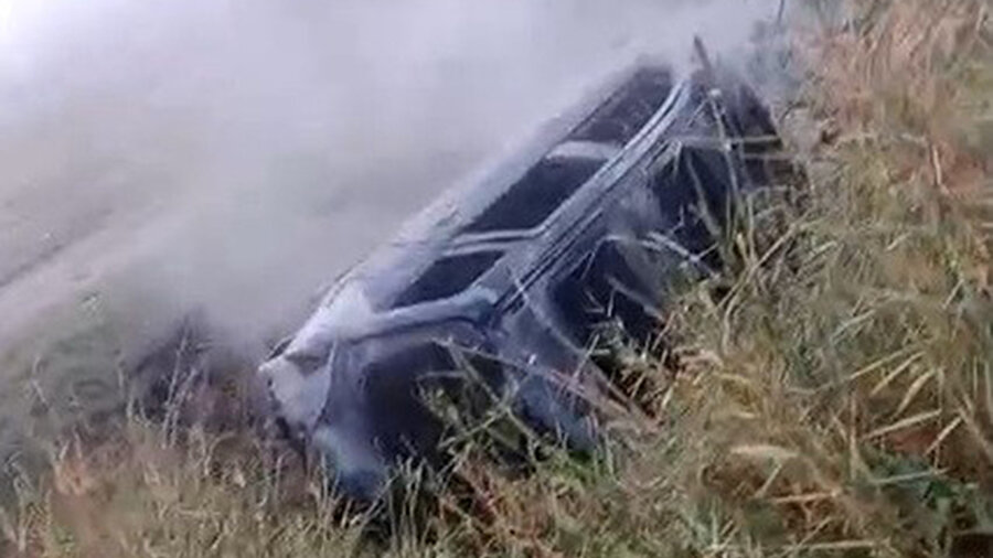 Manisa’da takla atan otomobil alev aldı: Sürücü yara almadan kurtuldu