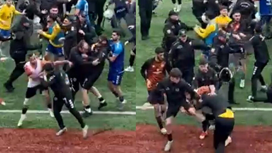 Maçta yumruk ve tekmeler havada uçuştu: 24 kırmızı kart çıktı