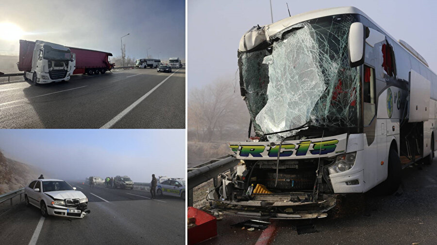 Erzurum’da feci kaza: Yolcu otobüsü tırla çarpıştı, 11 yaralı