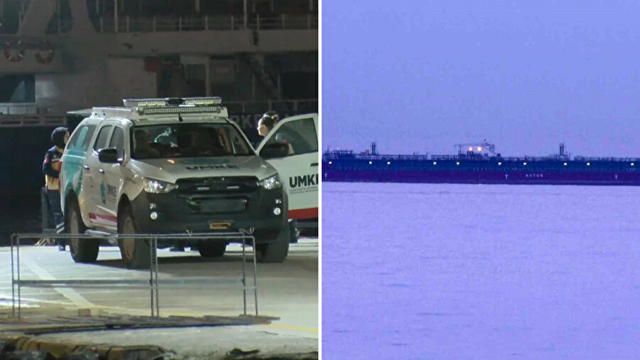 ​Zehirlenme vakasının yaşandığı tanker, günün ilk ışıklarıyla ortaya çıktı