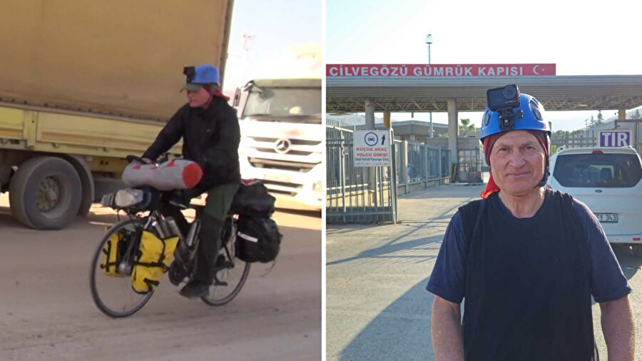 Kutsal topraklar için anlamlı yolculuk: Bisikleti ile umre yolculuğuna çıkan emekli işçi, Suriye'ye geçti