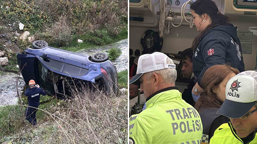 ​Bolu’da otomobil dereye uçtu: 2 kişi yaralandı