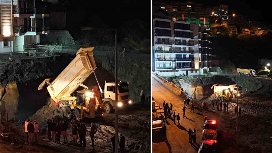 İnşaat alanında göçük! Bir apartman tahliye edildi... Amasra’da gece yarısı korku dolu anlar