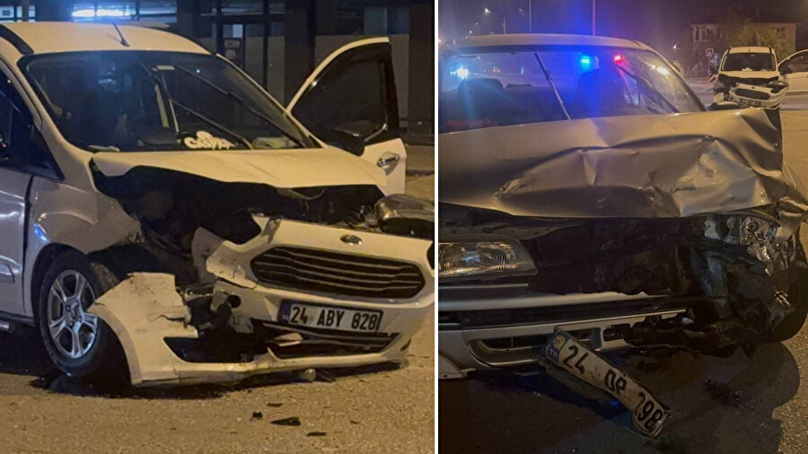 Erzincan’da iki araç kafa kafaya çarpıştı.