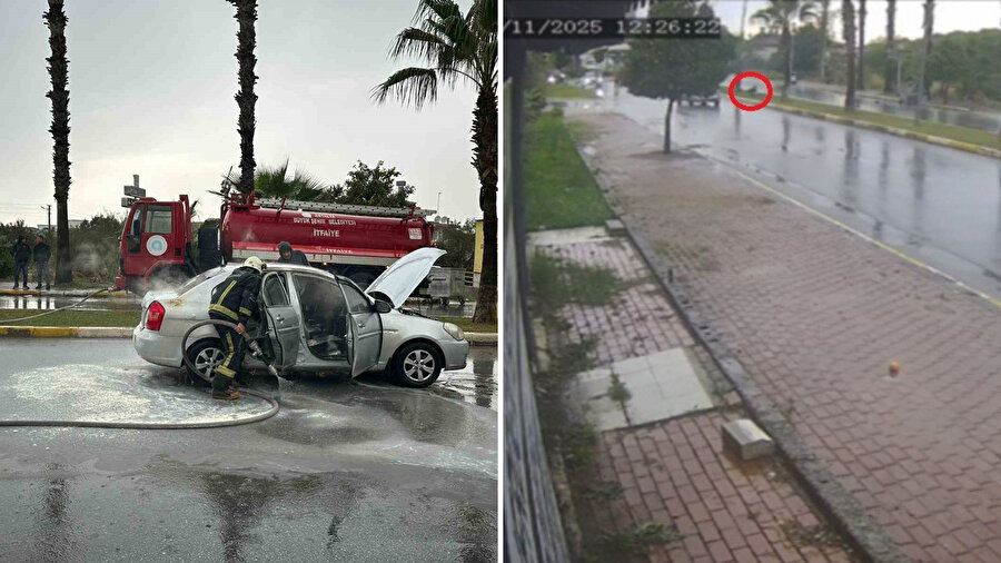 ​Seyir halindeki otomobil alev aldı: Sürücü son anda kurtuldu