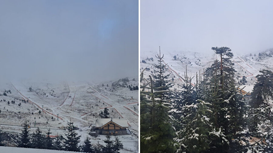 Bolu'nun yüksek kesimlerine kar yağdı