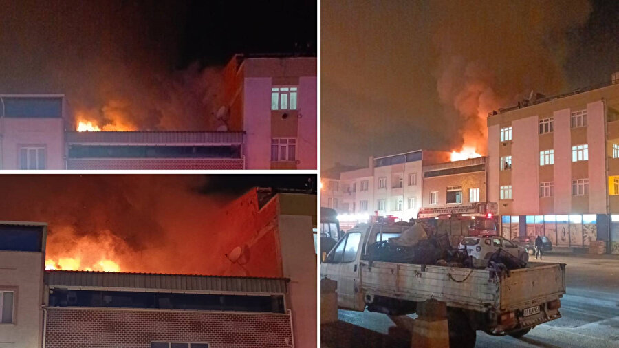Bursa'da iki katlı evin çatısı alev alev yandı