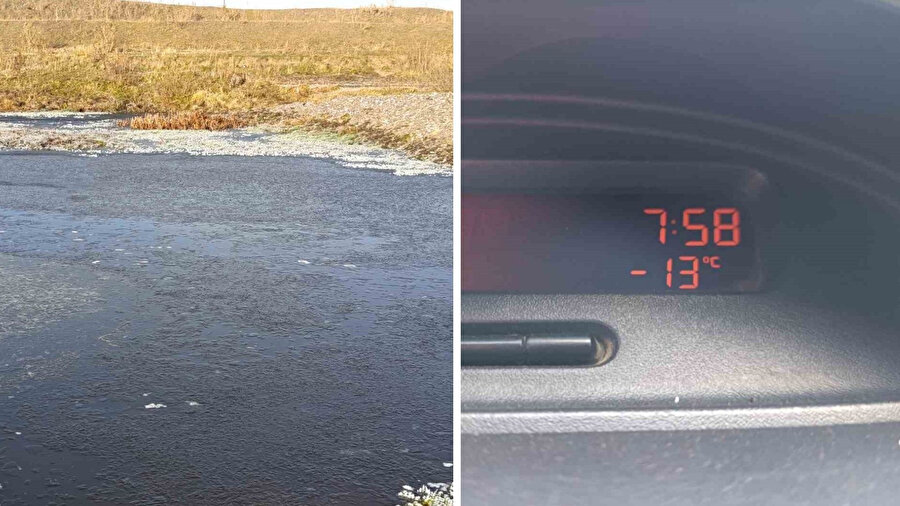 Kars'ta 'buz devri' başladı: Araçlar ve dereler dondu! Vatandaş çözümü battaniyeyle buldu