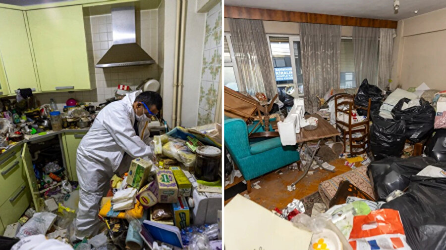 ​İzmir’deki evden çıkan görüntüler şoke etti: 4 kamyon çöp toplandı