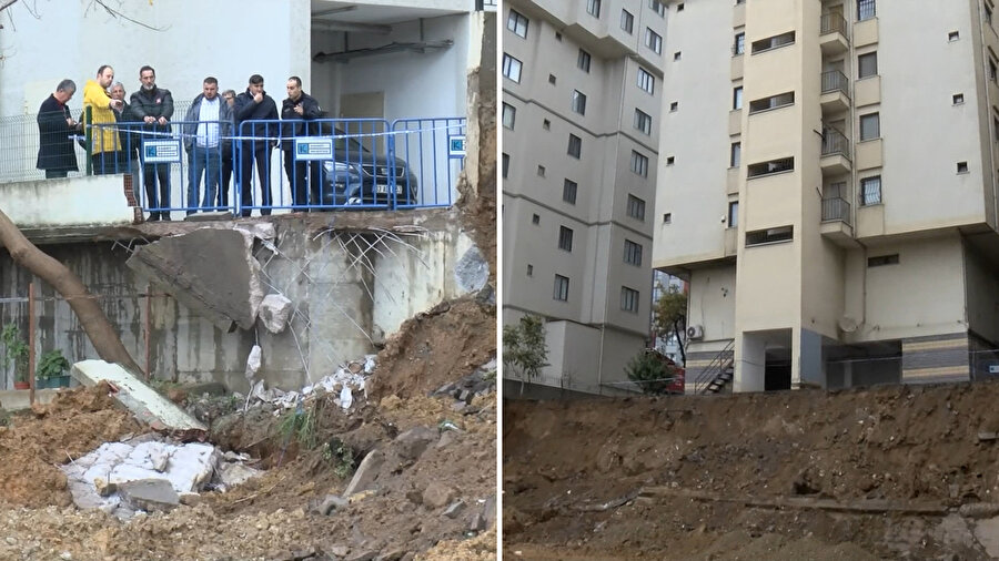 Kadıköy’de yağış sonrası istinat duvarı çöktü