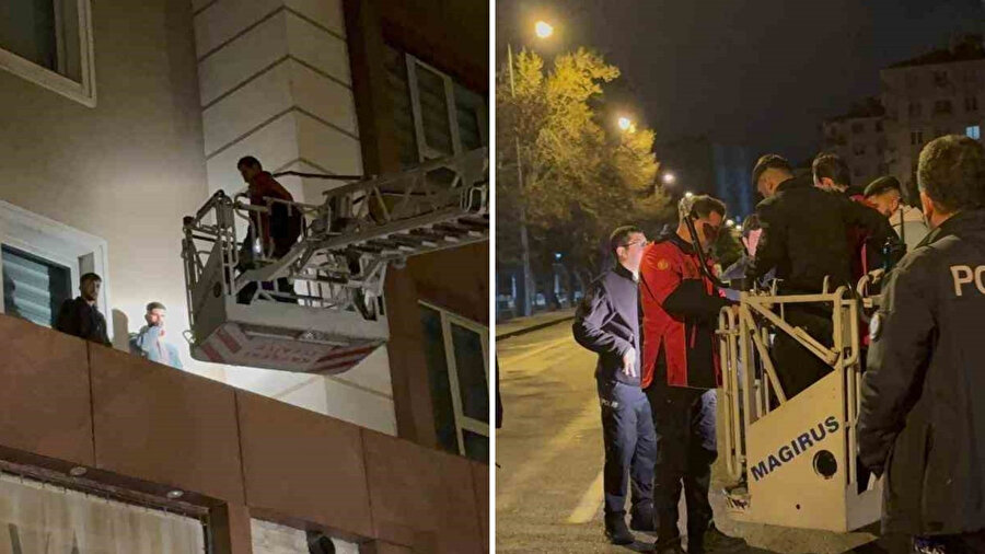 Üçüncü kattan çarşafla indiler