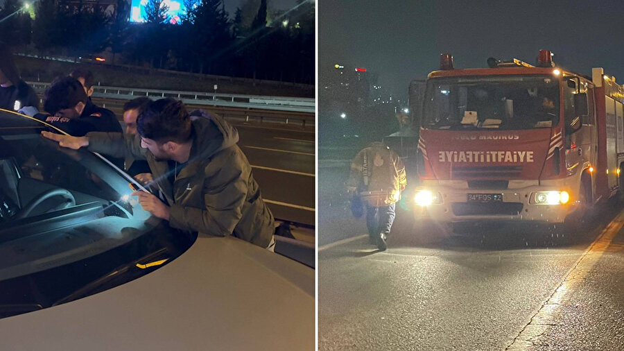 TEM Otoyolu'nda uyuyakaldı: Ekipler harekete geçti... Camı baltayla kırıldı