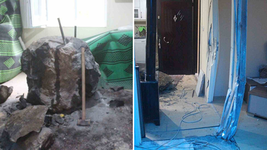 Giresun’da riskli bölgede kaya temizliği sırasında kopan parça evin içine girdi