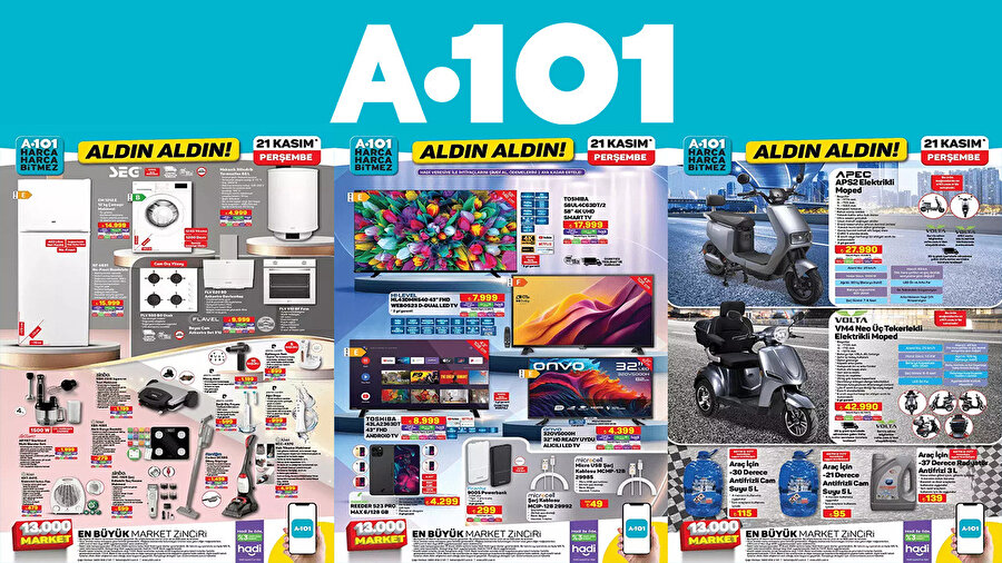 A101'de Bu Hafta Neler Var? 11 Aralık A101 Tam Liste: TV, Kamp ve Oto Aksesuarları
