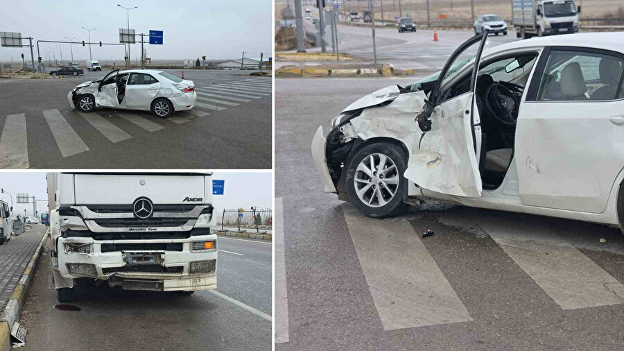 Aksaray’da tır ile otomobil çarpıştı.