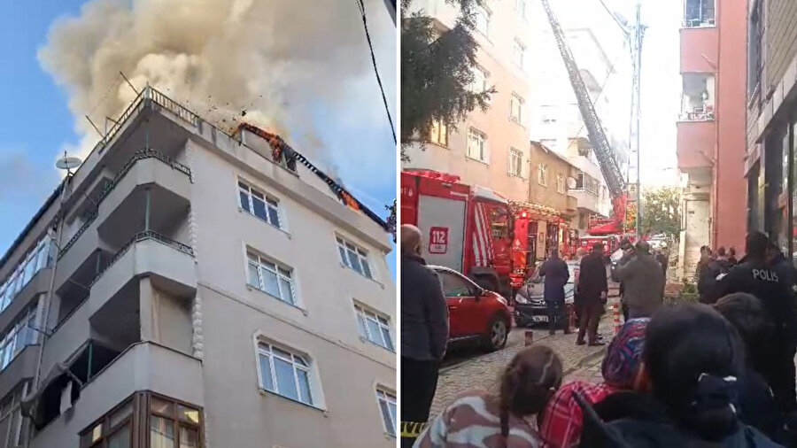 Tuzla’da 6 katlı binanın çatısında yangın
