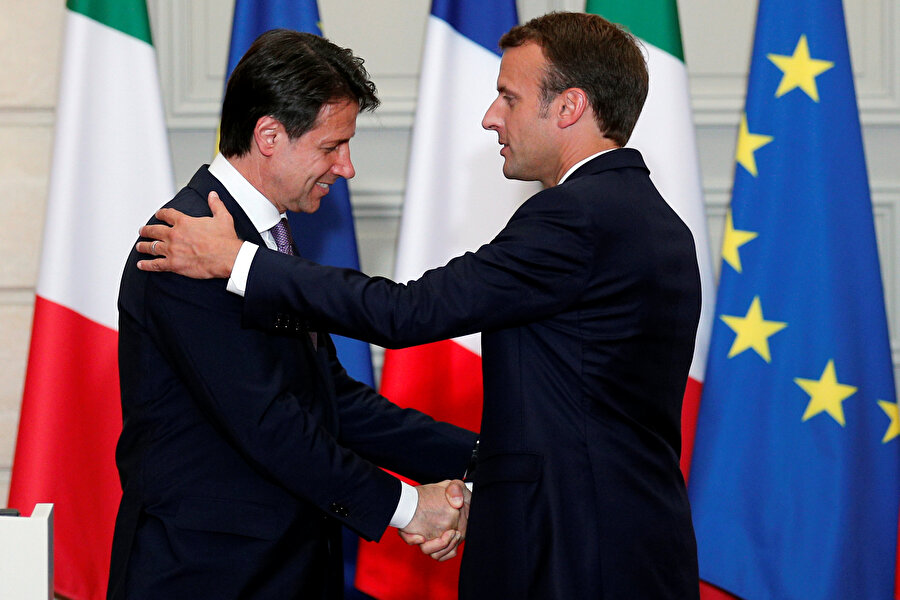 İtalya Başbakanı Giuseppe Conte ve Fransa Cumhurbaşkanı Emmanuel Macron