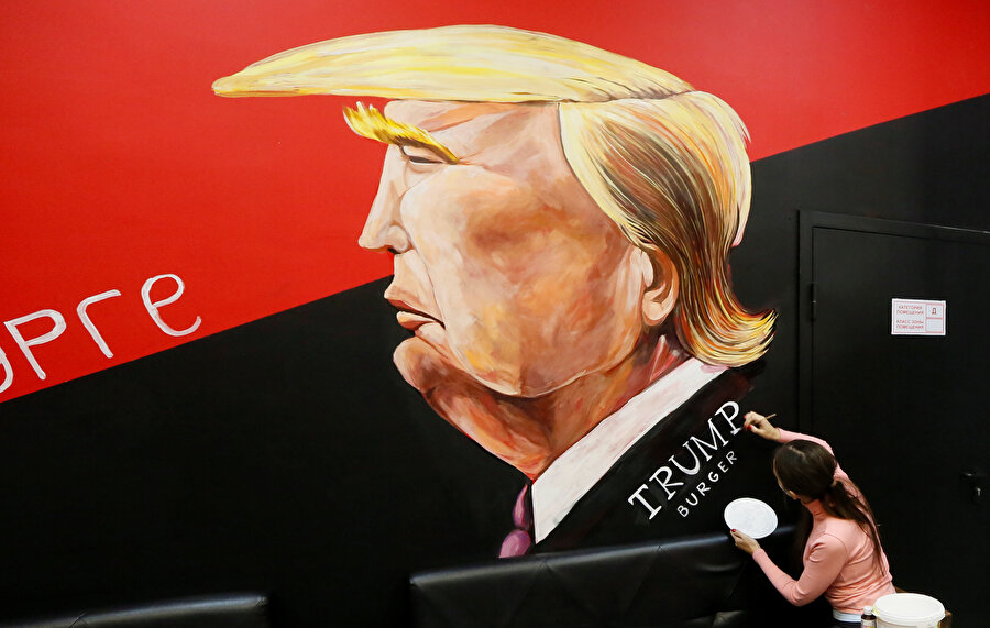 ABD Başkanı Donald Trump'ın bir görseli duvara resmedildi.