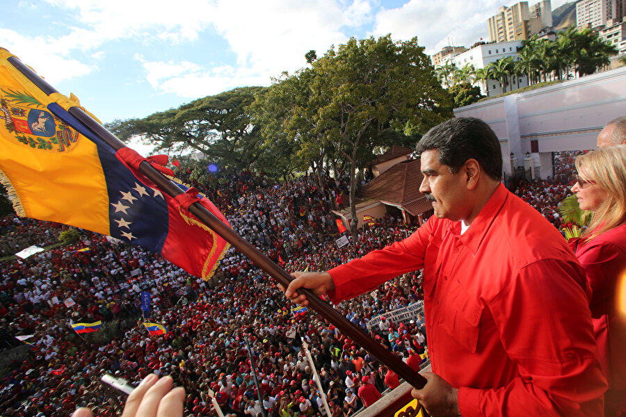 Venezuela Devlet Başkanı Maduro destekçilerine bir konuşma gerçekleştirmişti.