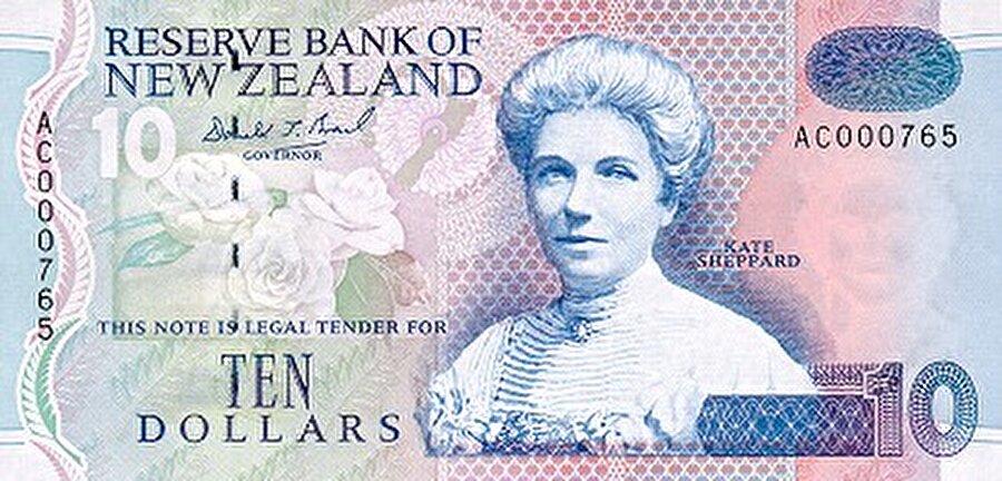 Yeni Zelanda

                                    
                                    Yeni Zelanda'daki 10 dolar, 1893 yılında kadın ve erkekler için seçme ve seçilme hakkı tanındığı ilk ülke olmasını sağlayan Kate Sheppard'ın hatırlanmasını sağlıyor.

                                
                                