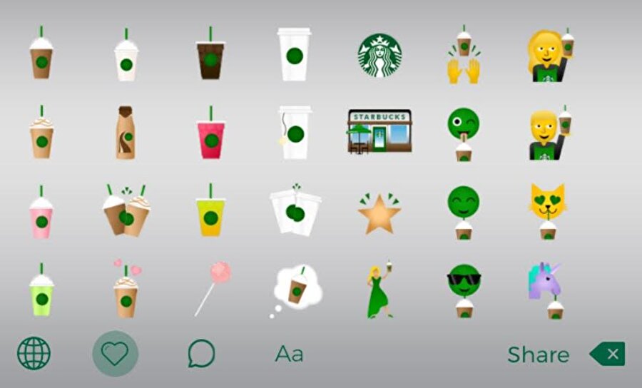
                                    
                                    Mesela, Starbucks kendine özel emoji karakterleri oluşturdu.
                                
                                