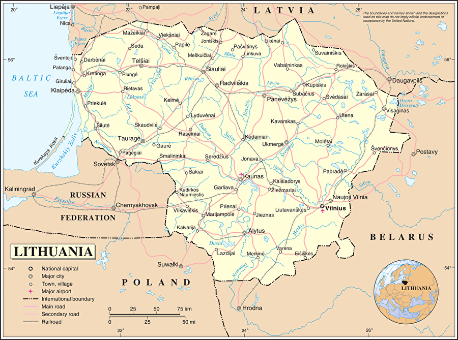 Litvanya

                                    11 Mart 1990'da Litvanya'da bağımsızlık genelgesi yayımlandı, böylece Litvanya Sovyet hâkimiyetinden kurtulan ilk cumhuriyet oldu. 

 Sovyetler Birliği, bu girişimi; ülkeye ekonomik ambargo uygulayarak bastırmaya çalıştı.4 Şubat 1991'de, İzlanda Litvanya'nın bağımsızlığını tanıyan ilk ülke oldu. 1991 Sovyet darbe girişimi sonrasında, Litvanya uluslararası platformda geniş ölçüde tanındı ve 17 Eylül 1991'de Birleşmiş Milletler'e katıldı. Sovyet orduları ülkeyi 31 Ağustos 1993'te terk etti. Litvanya bağımsızlığına kavuştuktan sonra, 1994'de NATO üyeliğine aday oldu.

 Ülke, 2004 baharında NATO'ya ve 2007'deyse Avrupa Birliği'ne tam üye oldu.

 Litvanya'nın başkenti Vilnius, nüfusu 3 milyondur.
                                