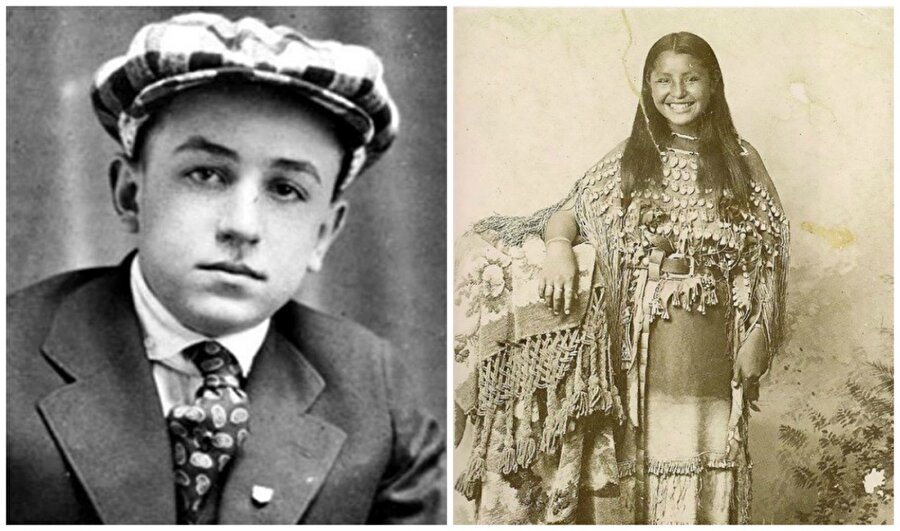 Amerika

                                    Soldaki fotoğraf 16 yaşındaki Walt Disney'e ait. 
Sağ taraftaki fotoğrafta ise yerli Amerikalılar Kiowa kabilesinden bir kız.
                                