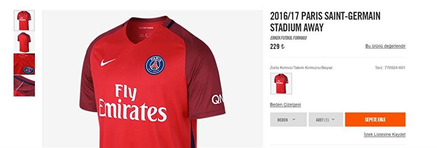 Paris Saint-Germain
Arap sermayesine satıldıktan sonra PSG, ciddi bir yükselişe geçti. Yaptığı transferlerle dikkat çeken Fransız ekibinin 2016-2017 sezonu formasını Türkiye'de 229 liraya satın alabilirsiniz. 