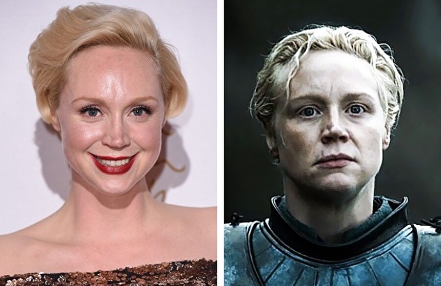 Gwendoline Christie
Gençlik yıllarında modellik yapan İngiliz kökenli oyuncu, Game of Thrones dizisinde canlandırdığı karakterle farklı görünüyor.