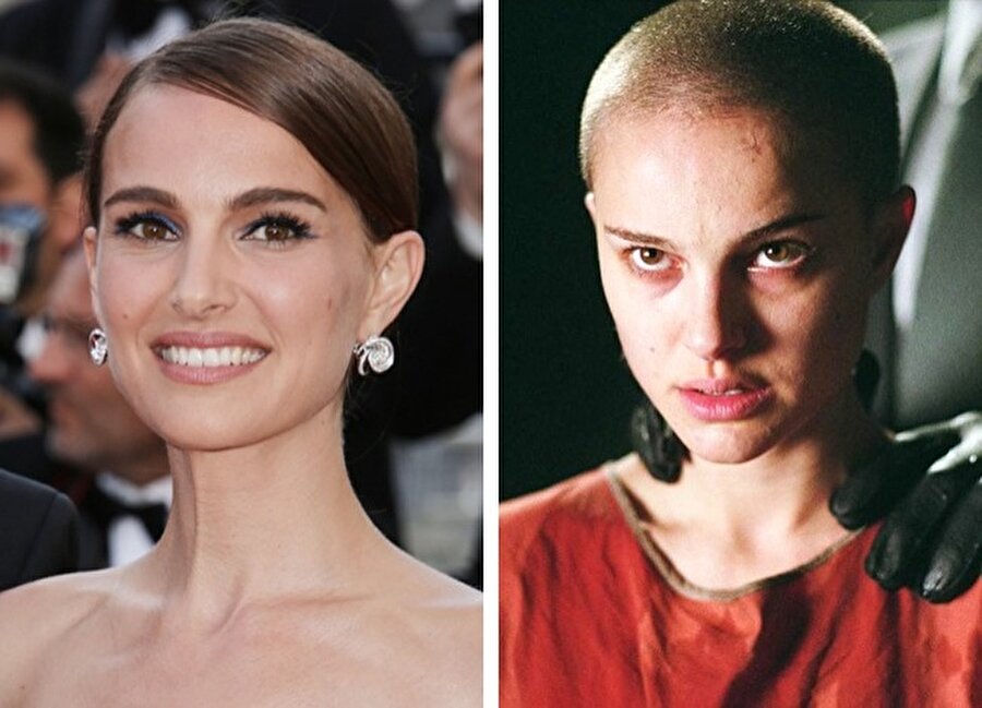 Natalie Portman
14 yaşında oyunculuk kariyerine adım atan Natalie Portman, V for Vendetta isimli filmde kendinden çok farklı bir görüntüye sahipti.